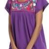 2024 Embroidered Tops for Women Short Sleeve Summer Mexican Shirts Bohemian Tops Blouse Hippie