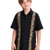 Mexican Guayabera Shirts for Boys Kid Cinco De Mayo Fiesta Traditional Embroidered Collared Short Sleeve