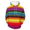 Mexican Serape Colorful Stripes Hoodie Sweatshirt Pullover Hooded Outfits Tops for Men Women