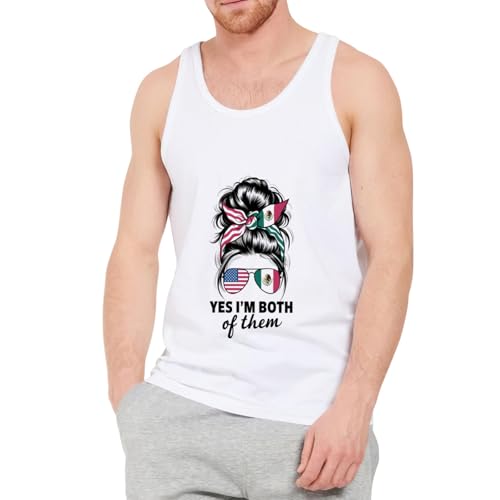 Cool Half Mexican and American Mexico America USA Flag Girl Women Mens Sleeveless Tank Tops Workout Gym Shirts