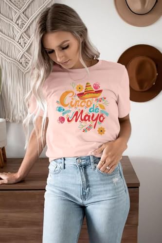 Cinco De Mayo Shirt for Women Mexican Sombrero T-Shirt Funny Mexican Fiesta Party Short Sleeve Tee Top