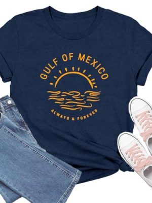 Womens Gulf of Mexico T Shirt Mexican Shirts Retro Beach Tee Tops