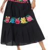 Mexican Skirts for Women Floral Embroidered Maxi Skirt Traditional Dress Fiesta Outfit