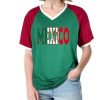 Brazil Shirt for Women Soccer Jersey Short Sleeve Shirts Brazil Jersey Contrast Binding V Neck Plus Tee Tops