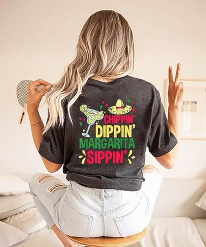 Let's Fiesta T Shirt Cinco De Mayo Shirts Women Chip Dippin Margarita Sippin T-Shirts Mexican Tees Mexico Vacation Top