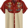 Men’s Hawaiian Shirt Short Sleeve Western Style Symmetrical Pattern Button Up Casual Holiday Beach Summer Shirt