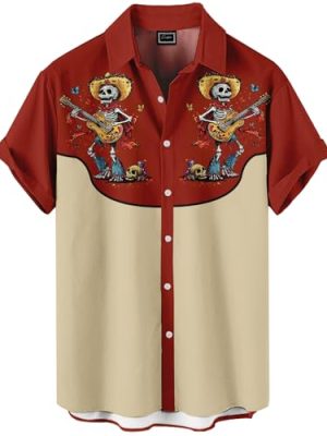 Men’s Hawaiian Shirt Short Sleeve Western Style Symmetrical Pattern Button Up Casual Holiday Beach Summer Shirt