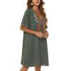 Women's Embroidered Mexican Peasant Dresses, Plus Size Fiesta Boho Dress for Women, Traditional Floral Bohemian Tunic