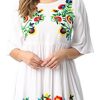 Rayon Crepe Short Dress with Multicolored Embroidery