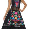 Mexican Dress Embroidered Casual Halter Off Shoulder Maxi Cocktail Dresses Sexy Dress for Women Date Night