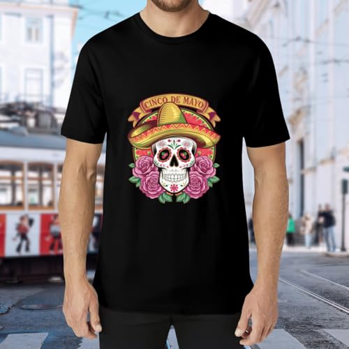 Retro Cinco de Mayo Mexican Skull Graphic Unisex T-Shirt for Women Or Men Boys Girls Gift