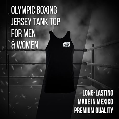 Olympic Boxing Jersey Tank Top for Men and Women, Sleeveless T-Shirt, MMA Kickboxing Muay Thai, Sports Gym, Medium, Black