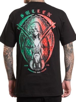 Sullen Men's De La Muerte Mex Tattoo Lifestyle Graphic Standard Day of The Dead Capsule Short Sleeve Tee Black
