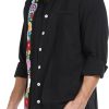 Men's Mexican Shirts Cuban Guayabera Shirt Casual Long Sleeve Embroidered Linen Summer Beach Shirts