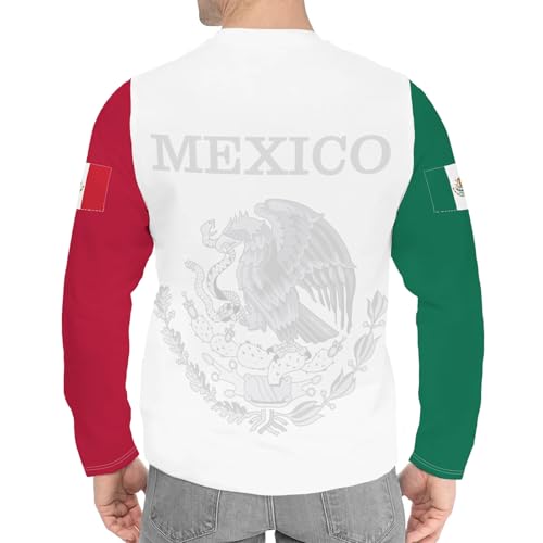 Mexico Eagle Long Sleeve T-Shirt Mexican Flag Tee 3D Printed Mexico Jersey Round Neck Long Sleeve Top Unisex