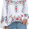 Women's Summer Boho Embroidery Mexican Bohemian Tops Shirt Tunic