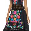 Mexican Dress Embroidered Casual Halter Off Shoulder Maxi Cocktail Dresses Sexy Dress for Women Date Night