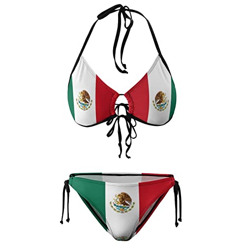 Haiti Flag Bikini Swimsuit Two Piece Summer Swimwear Halter Padded Top Tie Bottom Triangle Bikini Bathing Suit