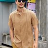 Mens Guayabera Shirts Linen Short Sleeve Button Down Casual Beach Cuban Camp Mexican Shirt for Men