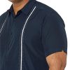 Paneled Short Sleeve Shirt for Men, Classic Fit, Wrinkle Resistant, Casual Button-Down Shirt With Spread Collar