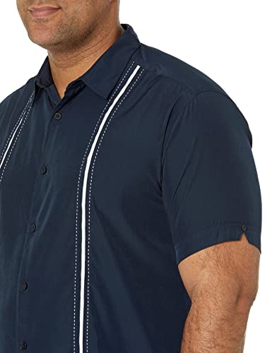 Paneled Short Sleeve Shirt for Men, Classic Fit, Wrinkle Resistant, Casual Button-Down Shirt With Spread Collar