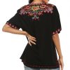 Mexican Embroidered Tops for Women Bohemian Peasant Shirts Boho Tunic Traditional Clothes Floral Fiesta Blouse