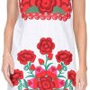 Women Mexican Embroidered Dress Ruffle Collar Sleeveless