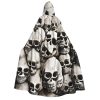 Mexican Skull print Halloween Hooded Robe Cloak for Adult Men Women Wizard Vampire Knight Fancy Cape Costume