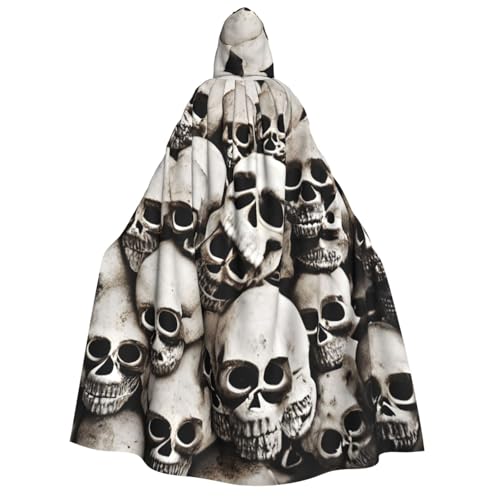Mexican Skull print Halloween Hooded Robe Cloak for Adult Men Women Wizard Vampire Knight Fancy Cape Costume