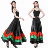 Adult Ruffles Black Red Green Maxi Long Dance Skirt Folklorico Skirt for Mexican Flamenco Halloween Costume