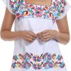 Women's Mexican Shirts Peasant Blouses Embroidered Sleeveless Boho Summer Shirt Fiesta Party Fashion Tank Top
