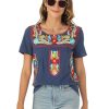 Mexican Shirts for Women Traditional Embroidered Tops Cinco De Mayo Fiesta Style Outfit