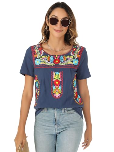 Mexican Shirts for Women Traditional Embroidered Tops Cinco De Mayo Fiesta Style Outfit