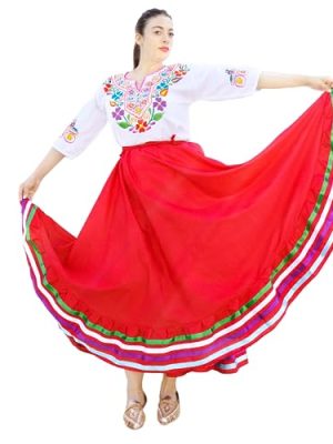 Authentic Mexican Skirt for Women Traditional Made by Original Mexican Artisans in Guerrero Folklorico Dress folklorico Skirt