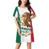 Mexican Flag Nightgowns for Women Sleepwear Short Sleeve Sleep Dress Nightshirt