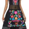 Mexican Dress Embroidered Casual Halter Off Shoulder Maxi Cocktail Dresses Sexy Dress for Women Date Night