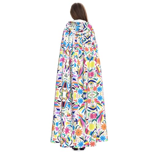 Mexican Otomi Animals Print Variety Hooded Cloak For Halloween Carnival Cosplay And Themed Parties Cloak