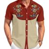 Men’s Hawaiian Shirt Short Sleeve Western Style Symmetrical Pattern Button Up Casual Holiday Beach Summer Shirt