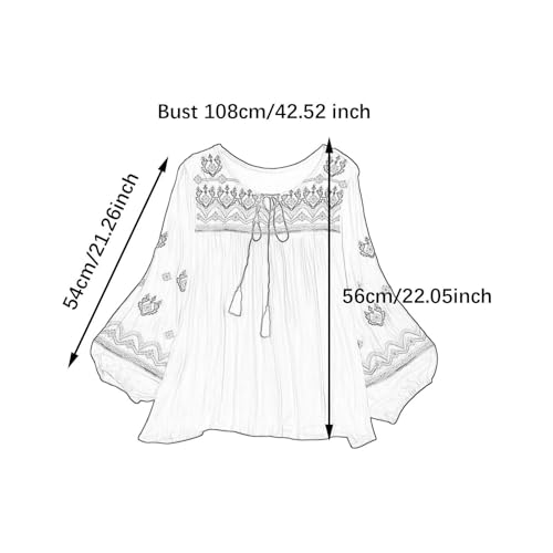 Women's Mexican Embroidered Tops Pullover Bohemian for Street Work Daily Wear/1149