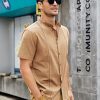 Mens Guayabera Shirts Linen Short Sleeve Button Down Casual Beach Cuban Camp Mexican Shirt for Men