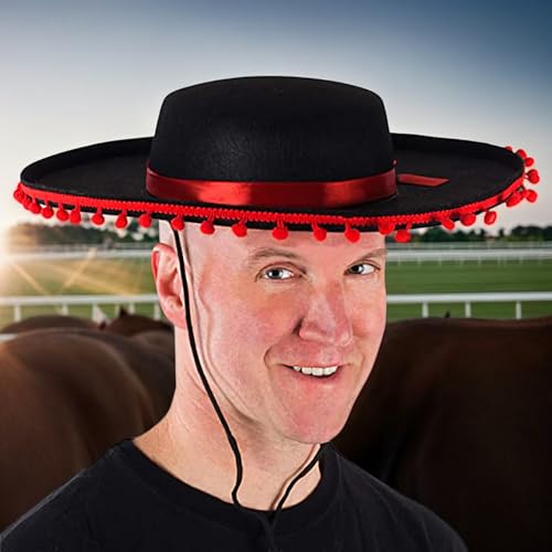 Mexican Sombrero Hat For Adult, Large Festival Sombrero Hats, Wide Brim Cosplay Costume With Pom-Poms, Mexican Party Dress Up