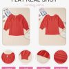 Womens 3/4 Sleeve Tops Pleated Business Casual Outifits V Neck Blouses Office Loose Shirts