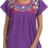 2024 Embroidered Tops for Women Short Sleeve Summer Mexican Shirts Bohemian Tops Blouse Hippie