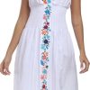 2024 Women's Embroidered Dress Casual Bohemian V-Neck Dress Short Sleeve Floral Wedding Party Dress