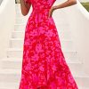 Women's Summer Maxi Dress Casual Wrap Floral Boho Short Sleeve V Neck Split Ruffle Beach Long Dresses