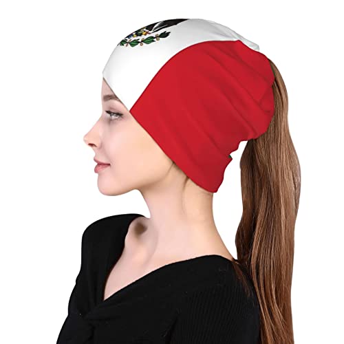 Mexico Flag Multifunction Beanie Hats for Men Women Mexican Soft Stretch Skull Cap Fashion Scarf for Jogging Cycling