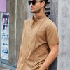 Mens Guayabera Shirts Linen Short Sleeve Button Down Casual Beach Cuban Camp Mexican Shirt for Men