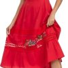 Women's Mexican Dress Floral Embroidered Casual Lace Ruffle Maxi Dress