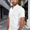 Men Classic Slim Fit Woven Short Sleeve Wrinkle Resistant Print Shirt