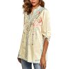 Women's Embroidered Tops Mexican Shirt V Neck Summer Casual Tops Peasant Tunic Loose Blouse